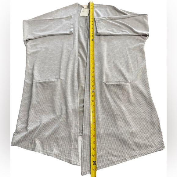 DONNI Women’s Sandwash Cardigan OSFA Open Front Gray Pockets Casual Layering - Picture 5 of 8